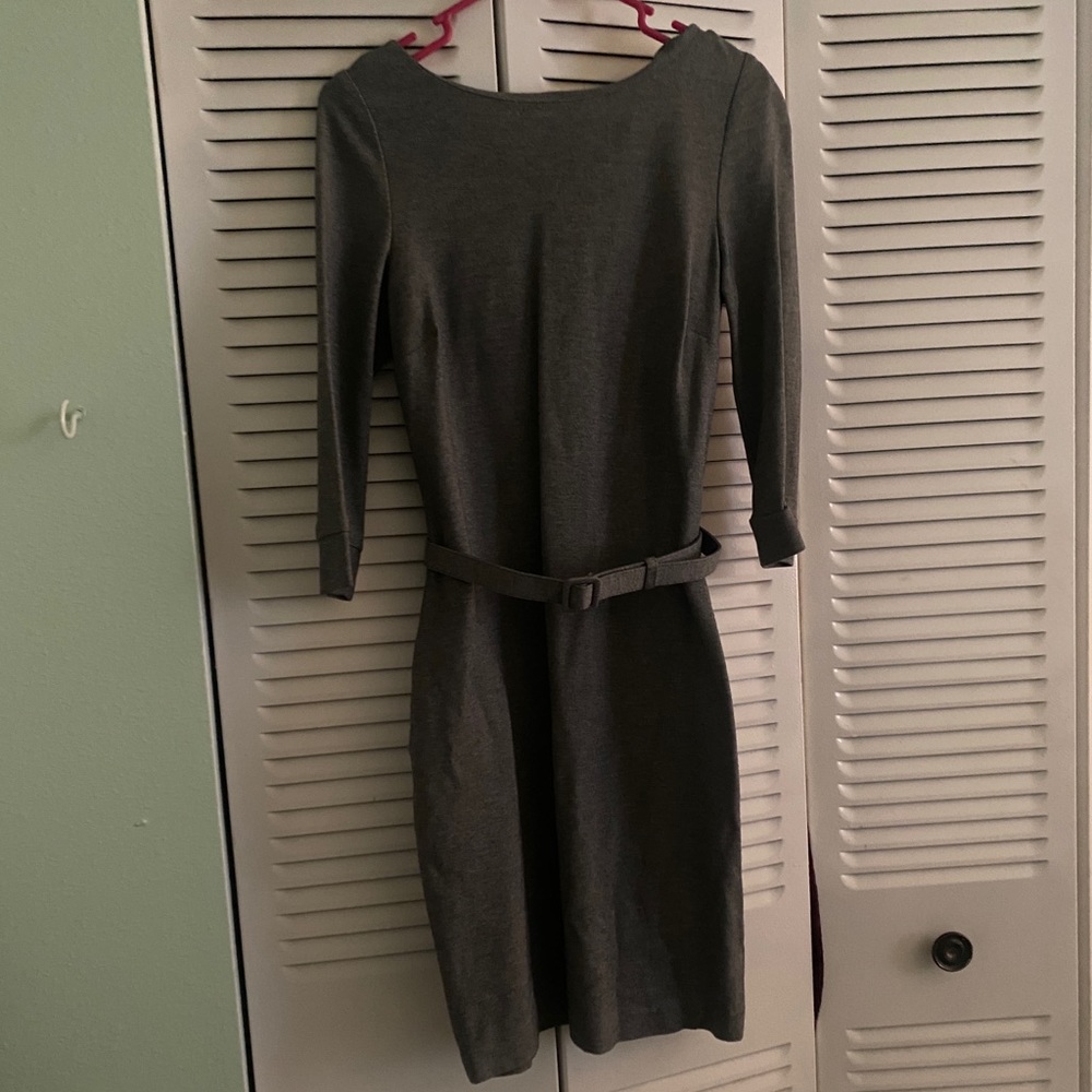 Heather Gray Belted Dress from Banana Republic